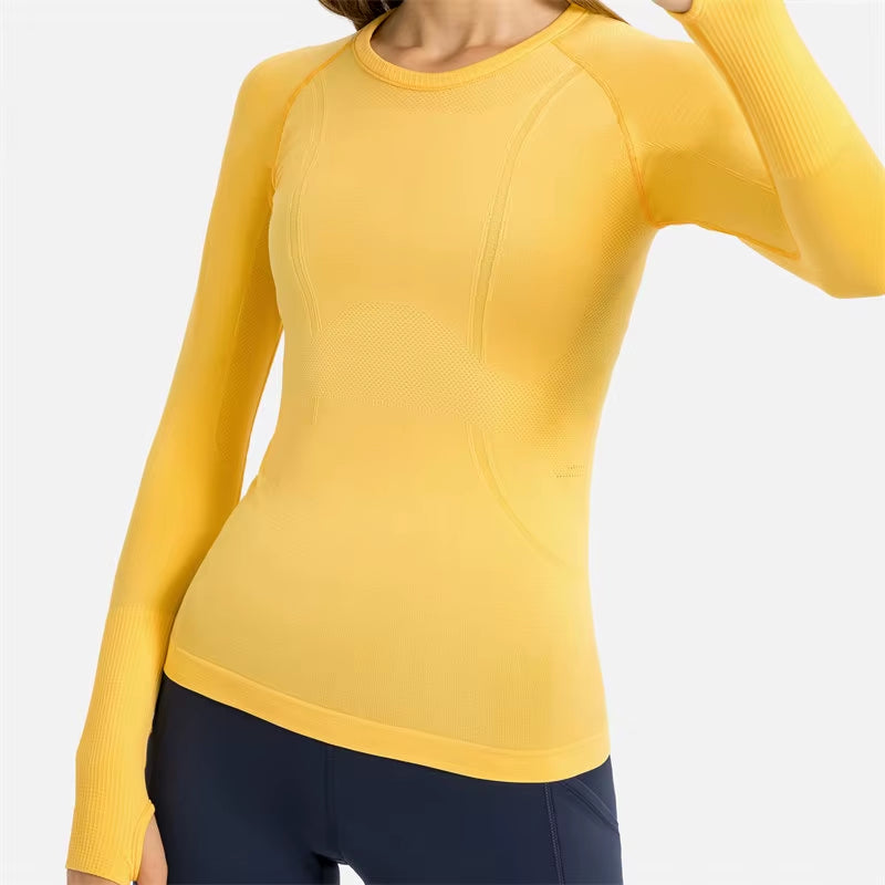 OCEAN Women Yoga Seamless Top Super Soft Long Sleeve Shirt Stretchy Workout Tops Sports Wear for Women Gym