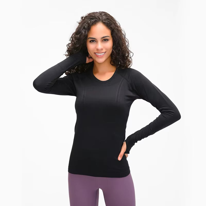 OCEAN Women Yoga Seamless Top Super Soft Long Sleeve Shirt Stretchy Workout Tops Sports Wear for Women Gym