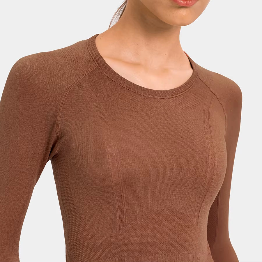 OCEAN Women Yoga Seamless Top Super Soft Long Sleeve Shirt Stretchy Workout Tops Sports Wear for Women Gym