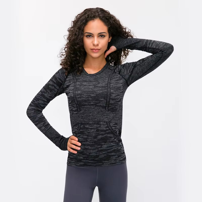 OCEAN Women Yoga Seamless Top Super Soft Long Sleeve Shirt Stretchy Workout Tops Sports Wear for Women Gym