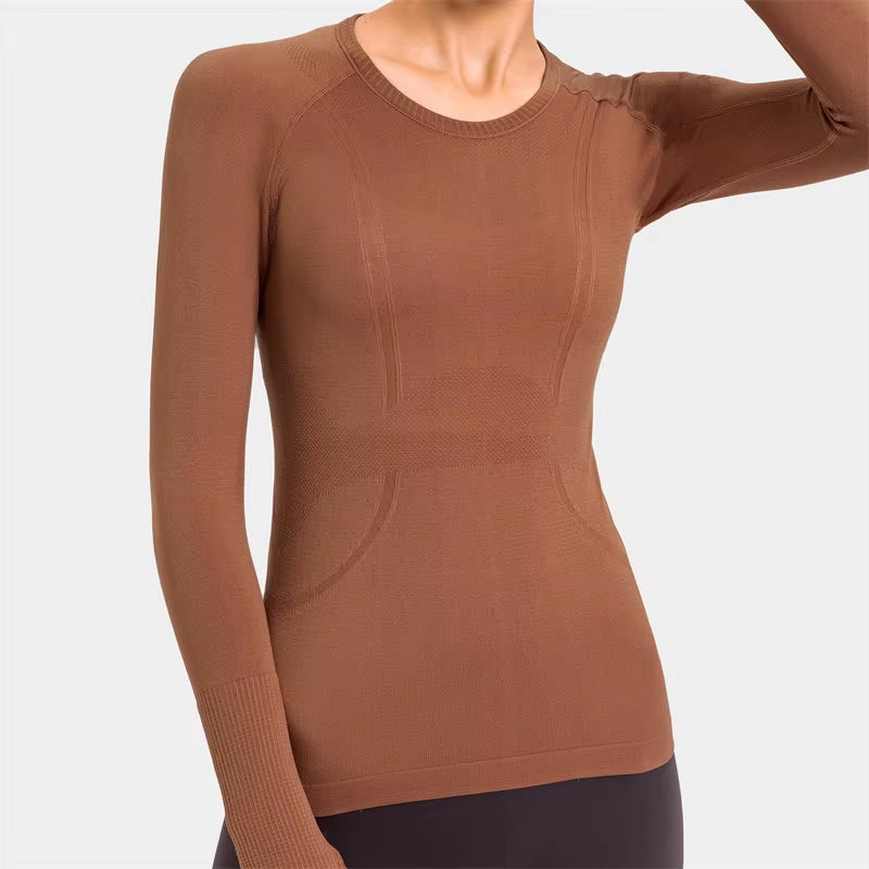 OCEAN Women Yoga Seamless Top Super Soft Long Sleeve Shirt Stretchy Workout Tops Sports Wear for Women Gym