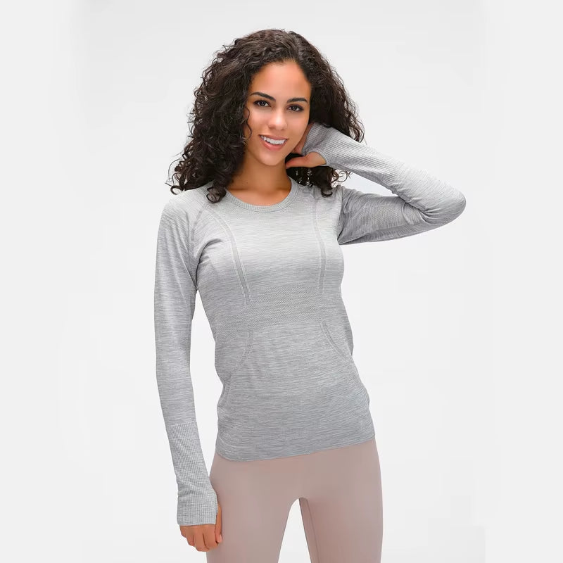 OCEAN Women Yoga Seamless Top Super Soft Long Sleeve Shirt Stretchy Workout Tops Sports Wear for Women Gym